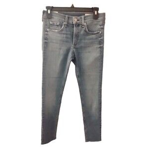 Rag & Bone Womens Size 27 High Rise Ankle Skinny Jeans Levee Blue Frayed Ankle